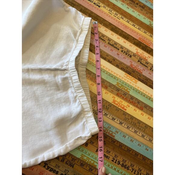 Hot Cotton M 100% Linen White Wide Leg Elastic Waist Pull On Pants Lagenlook - Picture 9 of 13